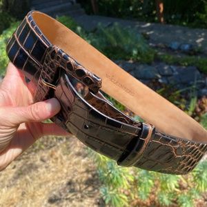 W. Kleinberg embossed crocodile calf leather belt